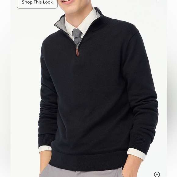 J crew black Cotton half-zip sweater - Picture 1 of 4